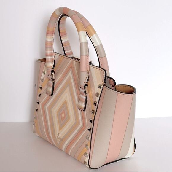 Valentino Pastel Multicolor Leather Small Native Couture 1975 Rockstud Bag Tote - Picture 12 of 17